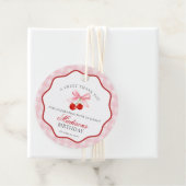 Cherry Sweet Pink Coquette Bow Verjaardagskring Bedankjes Labels (In situ)