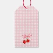 Cherry Sweet Pink Coquette Bow Vrijgezellenfeest F Cadeaulabel (Achterkant)