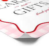 Cherry Sweet Pink Coquette Gingham Kaarten & Gesch Poster (Hoek)