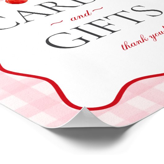 Cherry Sweet Pink Coquette Gingham Kaarten & Gesch Poster (Hoek)