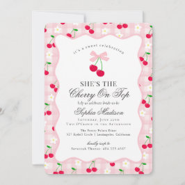 Cherry Sweet Pink Coquette Gingham Vrijgezellenfee Kaart