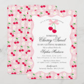 Cherry Sweet Pink Coquette Gingham Vrijgezellenfee Kaart (Voorkant / Achterkant)