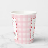 Cherry Sweet Pink Coquette Gingham Vrijgezellenfee Papieren Bekers (Links)