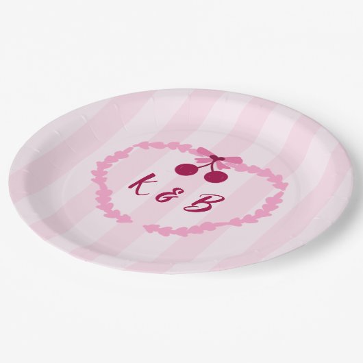 Cherry Sweet Pink Vrijgezellenfeest servetten Papieren Bordje (Gekanteld)