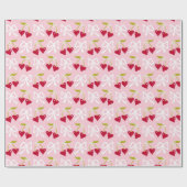 Cherry Sweet Preppy Roze en Rood Tiener Kinder Mei Cadeaupapier (Vlak)