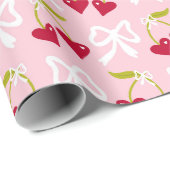 Cherry Sweet Preppy Roze en Rood Tiener Kinder Mei Cadeaupapier (Rol Hoek)