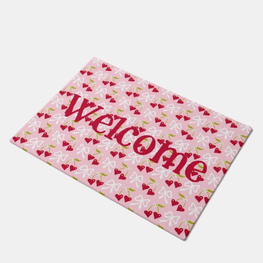 Cherry Sweet Preppy Roze en Rood Tiener Kinder Mei Deurmat (Schuin)