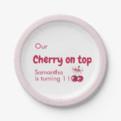 Cherry Sweet Red & Pink verjaardagsfeestje Papieren Bordje (Voorkant)