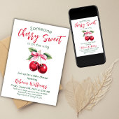 Cherry Sweet Roze Bow Fruit Meisje Baby shower Kaart