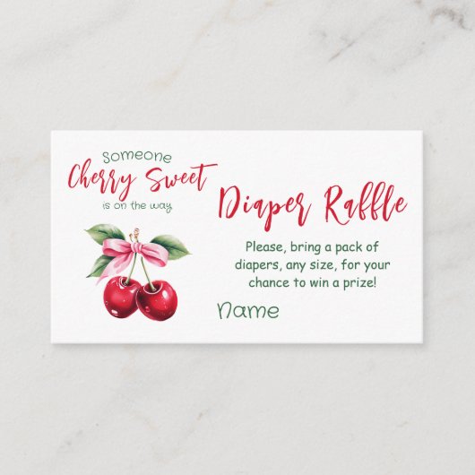 Cherry Sweet Roze Bow Meisje Baby shower Spel Luie Informatiekaartje (Voorkant)