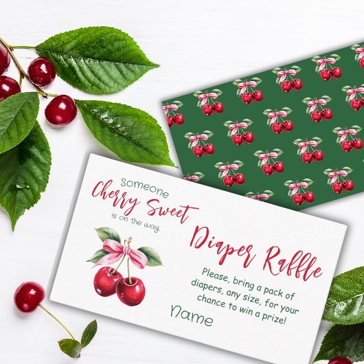 Cherry Sweet Roze Bow Meisje Baby shower Spel Luie Informatiekaartje