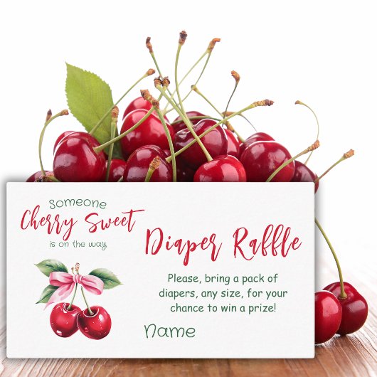 Cherry Sweet Roze Bow Meisje Baby shower Spel Luie Informatiekaartje