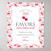 Cherry Sweet Roze Flirt Border Gingham Favor Bord