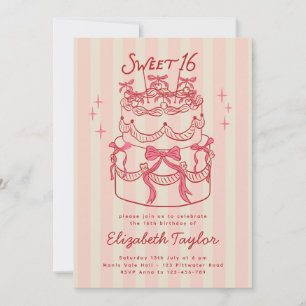 Cherry Sweet Sixteen Verjaardagsfeestje Kaart