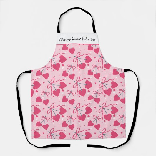 Cherry Sweet Valentine Apron | Editable Cute Cherr Schort (Voorkant)