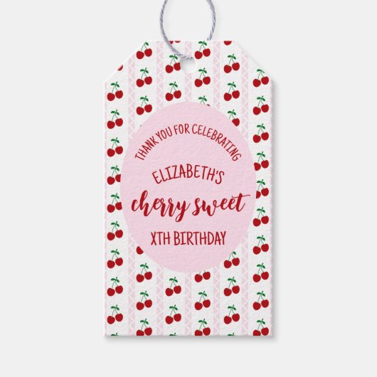 Cherry Sweet Verjaardag Cadeaulabel (Voorkant)