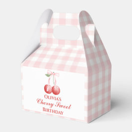 Cherry Sweet verjaardag Pink Bow Gingham Bedankdoosjes