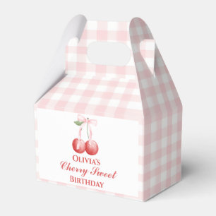 Cherry Sweet verjaardag Pink Bow Gingham Bedankdoosjes