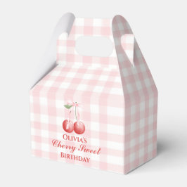 Cherry Sweet verjaardag Pink Bow Gingham Bedankdoosjes