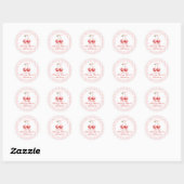Cherry Sweet verjaardag Pink Bow Gingham Ronde Sticker (Vel)