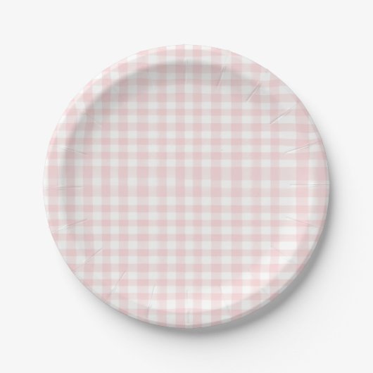 Cherry Sweet verjaardag Pink Gingham Papieren Bordje (Voorkant)