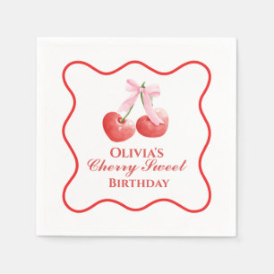 Cherry Sweet verjaardag Roze Strik Gingham Servet