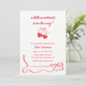 Cherry sweetheart Baby Shower Invitation Kaart (Staand voorkant)