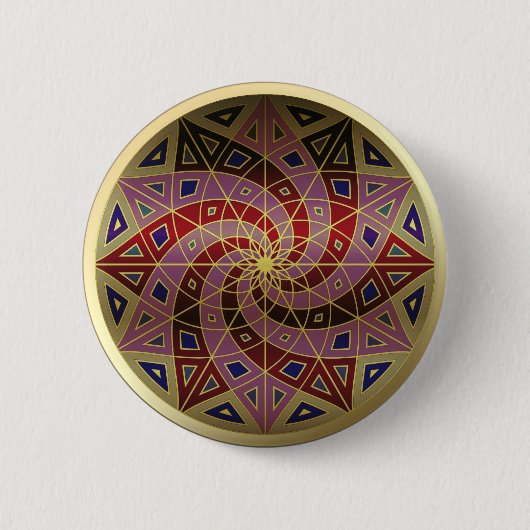 Cherry Swirl Gold Trim Mandala-toets Ronde Button 5,7 Cm (Voorkant)