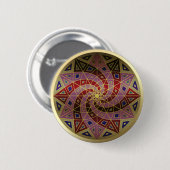 Cherry Swirl Gold Trim Mandala-toets Ronde Button 5,7 Cm (Voorkant /achterkant)