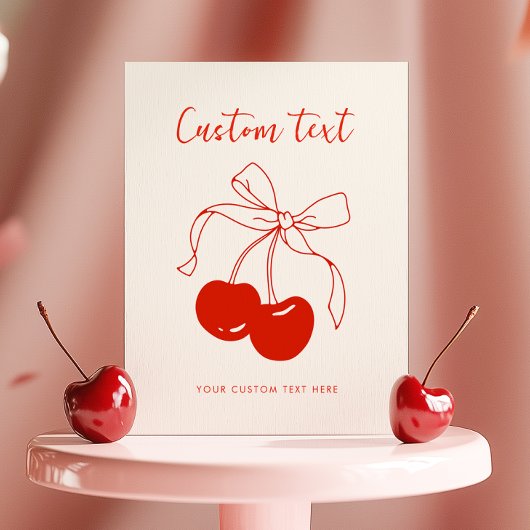 Cherry Theme Aangepaste Tekst Tabel Teken Poster