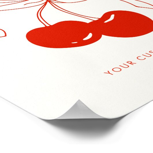 Cherry Theme Aangepaste Tekst Tabel Teken Poster (Hoek)