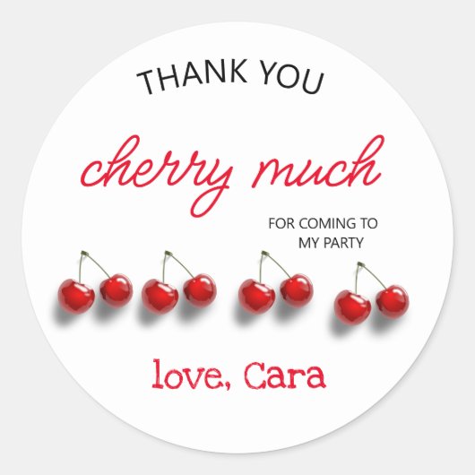 Cherry Theme Baby Birthday Party Classic Round Ronde Sticker (Voorkant)