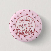 Cherry Theme Eerste Verjaardag Button (Voorkant)