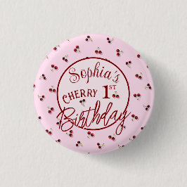 Cherry Theme Eerste Verjaardag Button