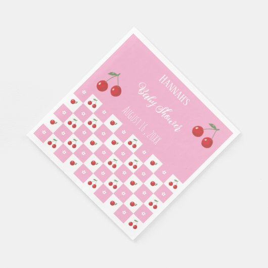Cherry Theme Roze en Wit Papier servet (Hoek)