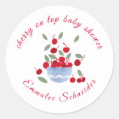 Cherry Theme Waterverf Baby shower Ronde Sticker (Voorkant)