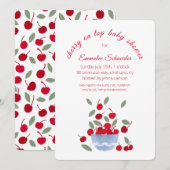 Cherry Theme Waterverf Baby shower Uitnodiging (Voorkant / Achterkant)