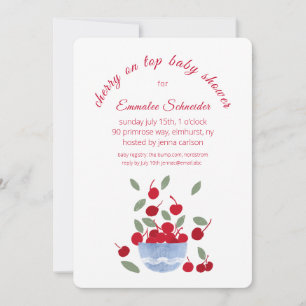 Cherry Theme Waterverf Baby shower Uitnodiging