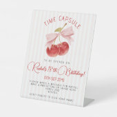 Cherry Time Capsule Table Sign Reclamebord Met Voetstuk (Voorkant)