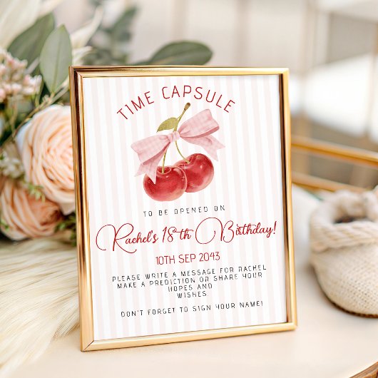 Cherry Time Capsule Table Sign Reclamebord Met Voetstuk