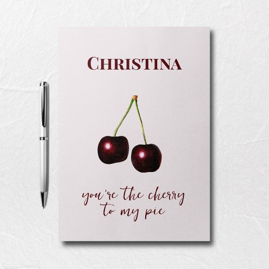 Cherry to My Pie  Roze Donkerrood Custom Name Briefkaart