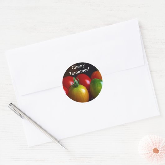 Cherry Tomaten Ronde Sticker (Envelop)