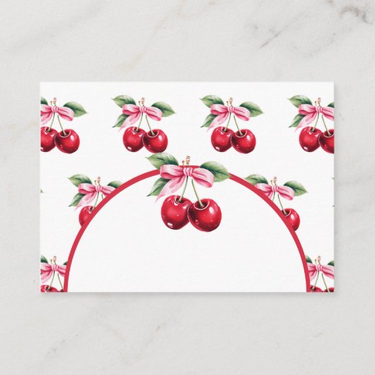 Cherry Top Coquette Bow Baby shower Boek Verzoek Informatiekaartje (Achterkant)