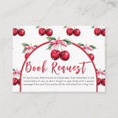 Cherry Top Coquette Bow Baby shower Boek Verzoek Informatiekaartje (Voorkant)