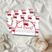 Cherry Top Coquette Bow Baby shower Boek Verzoek Informatiekaartje