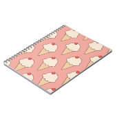 Cherry Top Ice Cream Cones op Roze Notitieboek (Linkerzijde)
