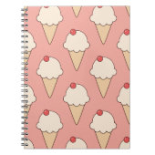 Cherry Top Ice Cream Cones op Roze Notitieboek (Voorkant)