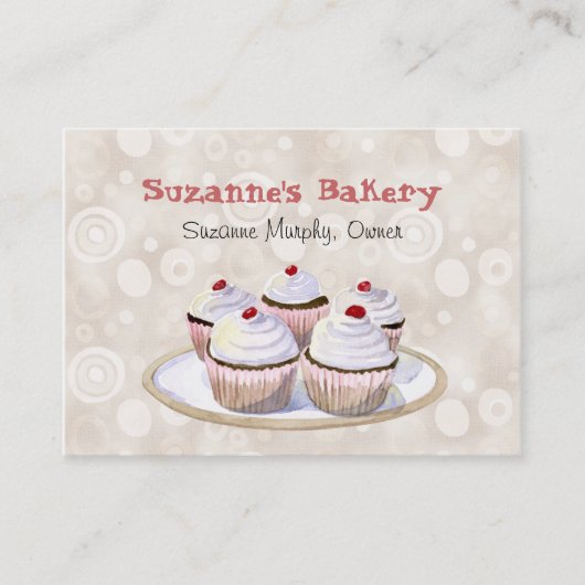 Cherry Topped Cupcakes Visitekaartjes (Voorkant)