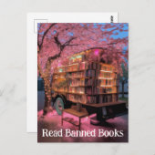 Cherry Tree Boek Wagon Lees verboden boeken Briefkaart (Voorkant / Achterkant)