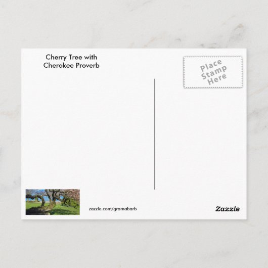 Cherry Tree Cherokee Proverb Briefkaart (Achterkant)